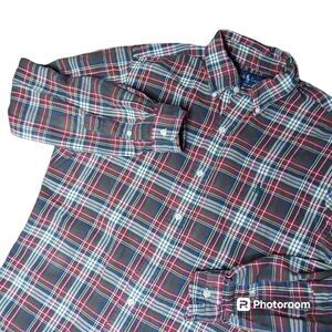 Polo Ralph Lauren Men's‎ Medium Cotton Red Plaid Flannel Long Sleeve Shirt